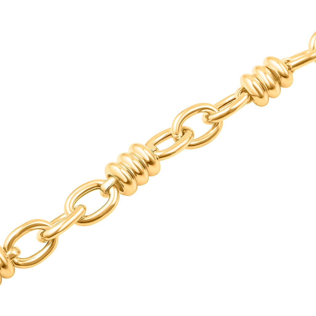 Sterling Silver Yellow Gold Plated Rings and Oval Link Bracelet 8 Inch