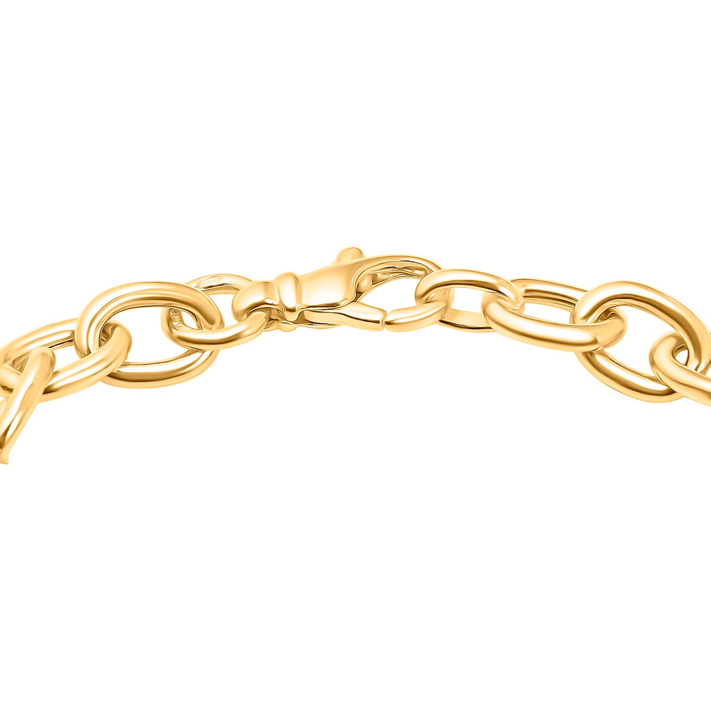 Sterling Silver Yellow Gold Plated Rings and Oval Link Bracelet 8 Inch