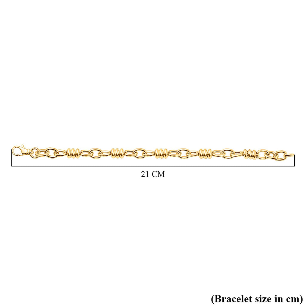 Sterling Silver Yellow Gold Plated Rings and Oval Link Bracelet 8 Inch