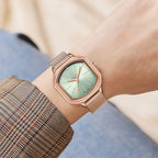 Gamages Of London Ladies Ornate Swiss Movement Teal Dial Diamond Studded Water Resistant Watch with Rose Gold Colour Bracelet_8931862_2