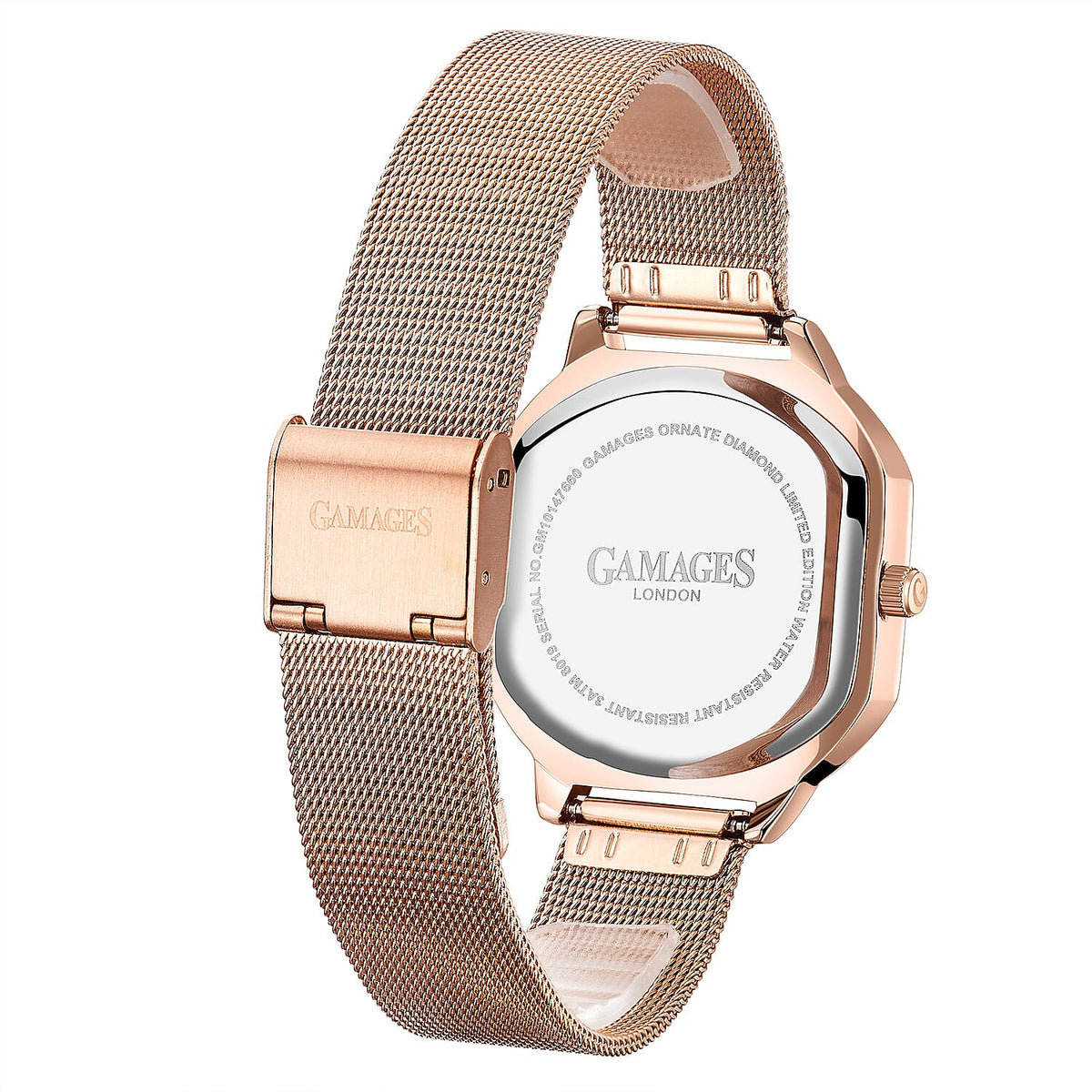 Gamages Of London Ladies Ornate Automatic Movement Teal Dial Diamond Studded Water Resistant Watch with Rose Gold Colour Bracelet V32580638 4