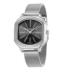 Gamages Of London Ladies Ornate Swiss Movement Black Dial Diamond Studded Water Resistant Watch with Silver Colour Bracelet_8931863_3