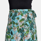 Tamsy 100% Viscose Floral Pattern Wrap Skirt (Curve Size) - Turquoise & Green_8933100_3