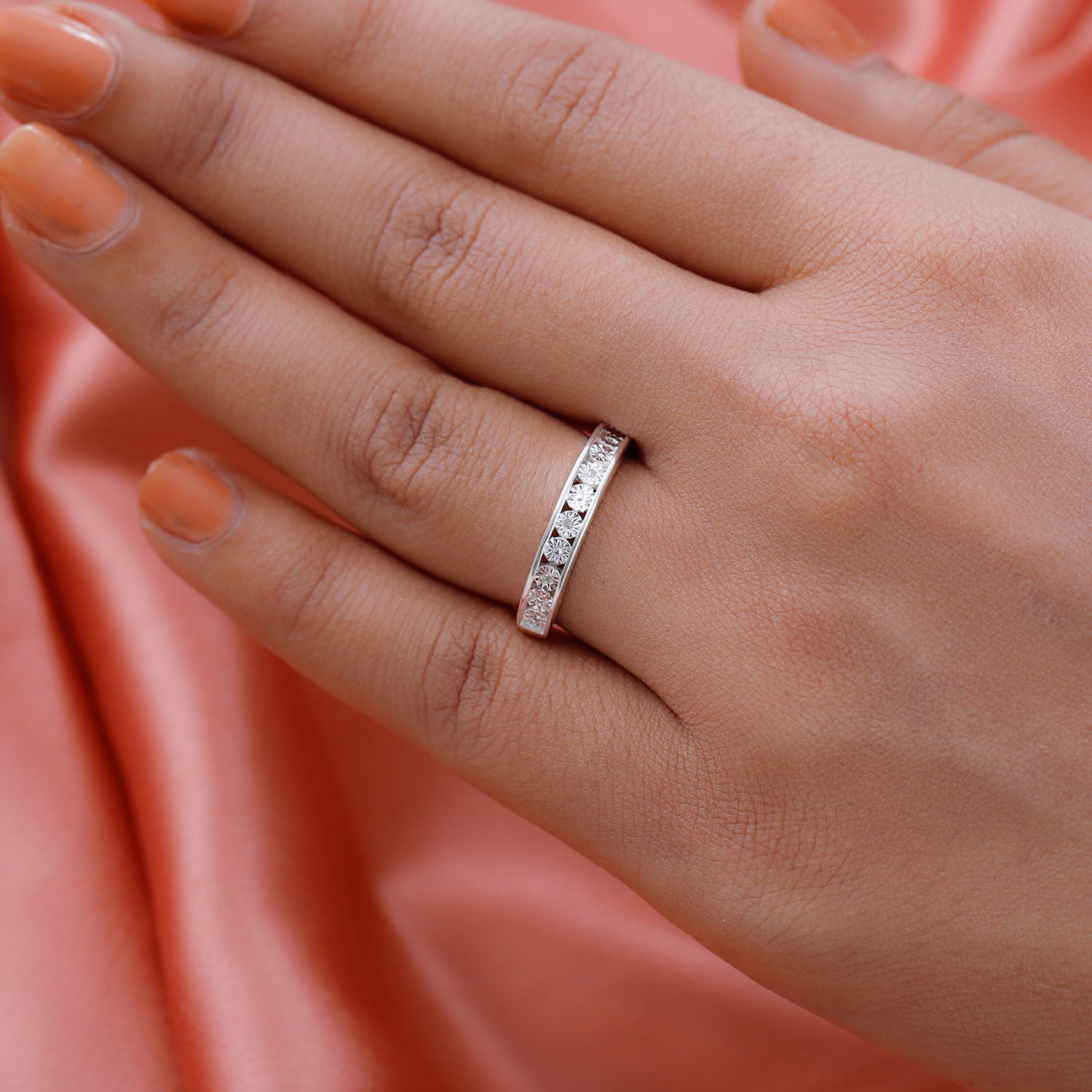 One Time Deal - Diamond Half Eternity Ring in Sterling Silver 8941594 3