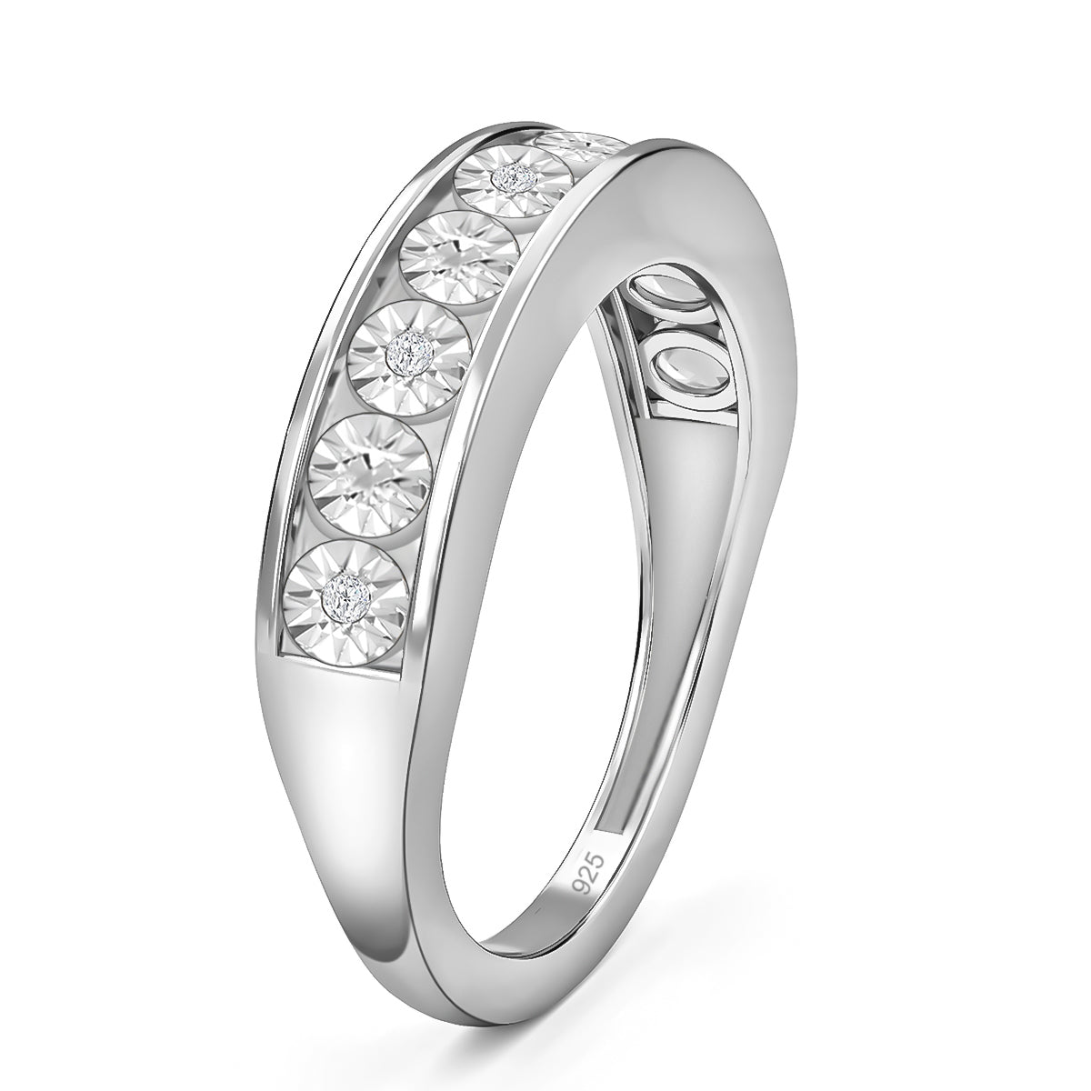 One Time Deal - Diamond Half Eternity Ring in Sterling Silver 8941594 4