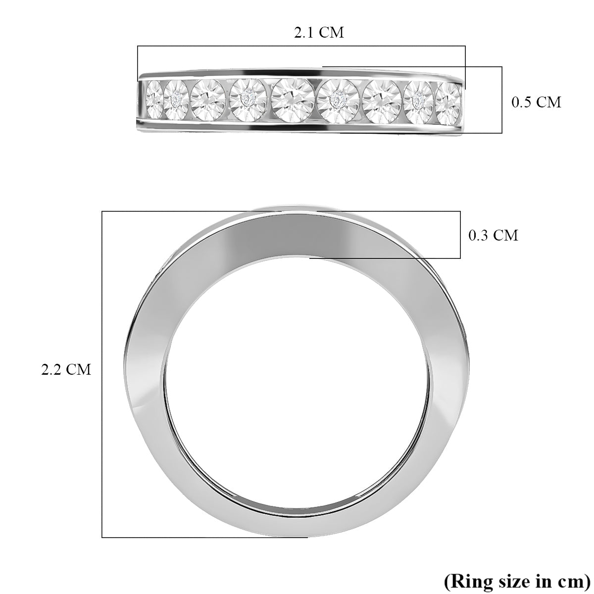 One Time Deal - Diamond Half Eternity Ring in Sterling Silver 8941594 6