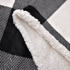 Tjc Square Pattern Double Layer Sherpa Blanket (Size 150x115 Cm) - Black & White_8943230_5