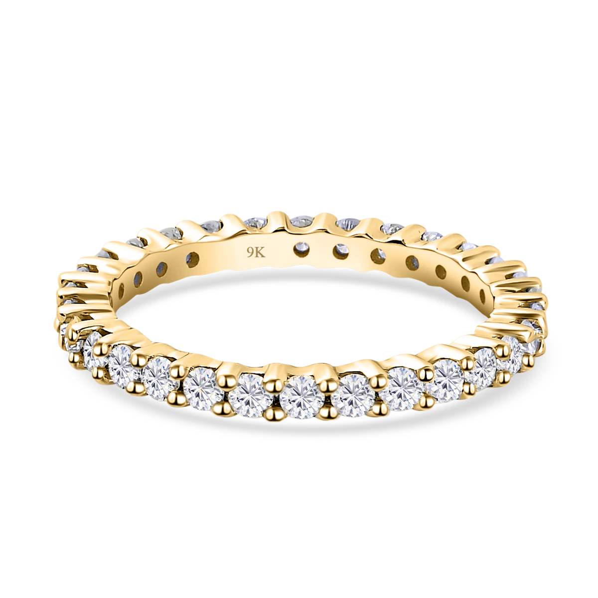 9K Yellow Gold Moissanite Eternity Band Ring V32526852 0