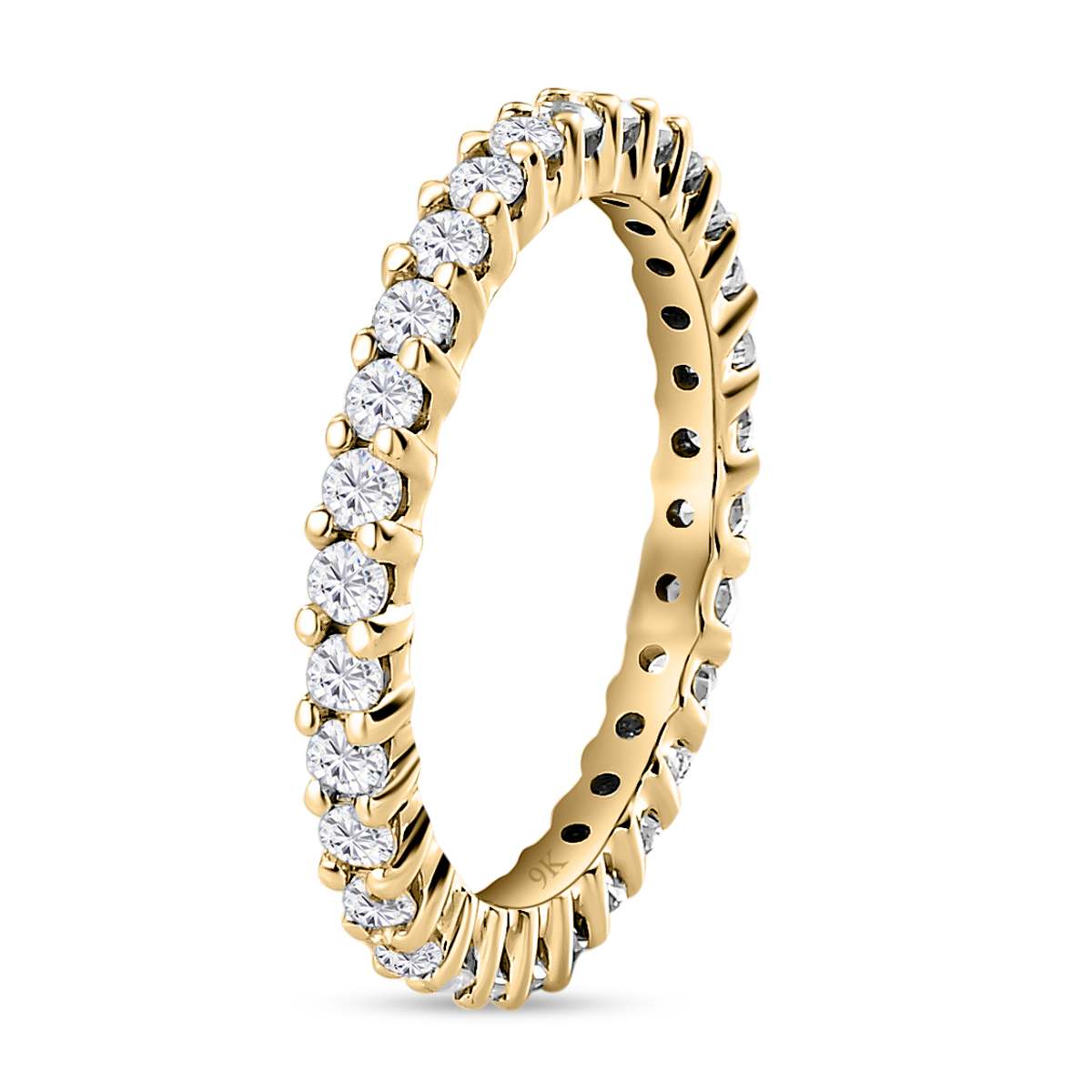9K Yellow Gold Moissanite Eternity Band Ring V32526852 6