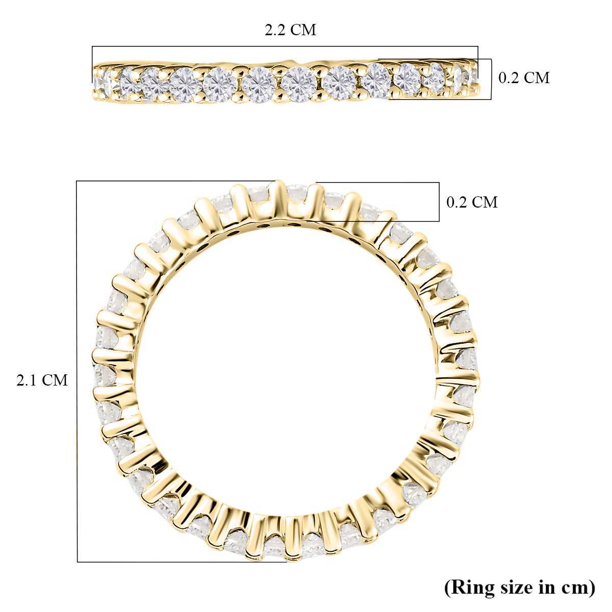 9K Yellow Gold Moissanite Eternity Band Ring V32526852 8