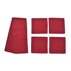 Set of 5 - Water Resistant Jacquard Scroll Pattern Table Runner (Size 180x35 Cm) and 4 Napkin Pieces (Size 40x40 Cm) - Red_8946496_2