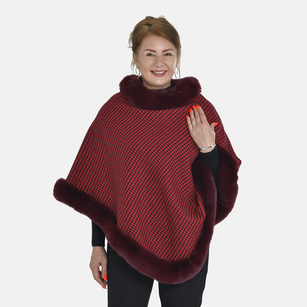 TAMSY Faux Fur Poncho (Size 8-20) - Red_8960178_1