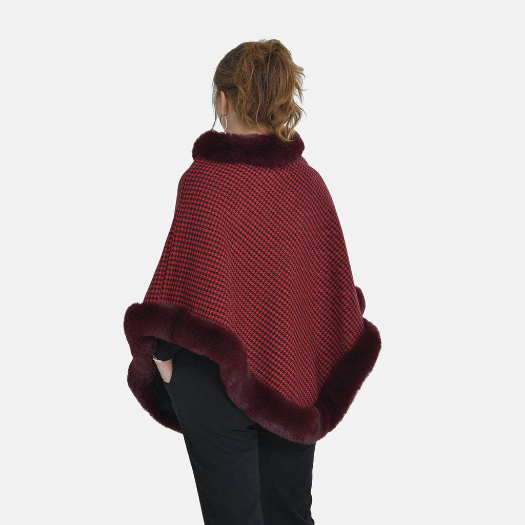 TAMSY Faux Fur Poncho (Size 8-20) - Red_8960178_3