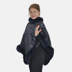 Leopard Pattern Double Layer Faux Fur Poncho (Size 8-22) - Dark Blue_8960198_2