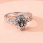 Natural Parti Sapphire & Natural Zircon Halo Ring in Platinum Overlay Sterling Silver 1.18 Ct._8961007_1