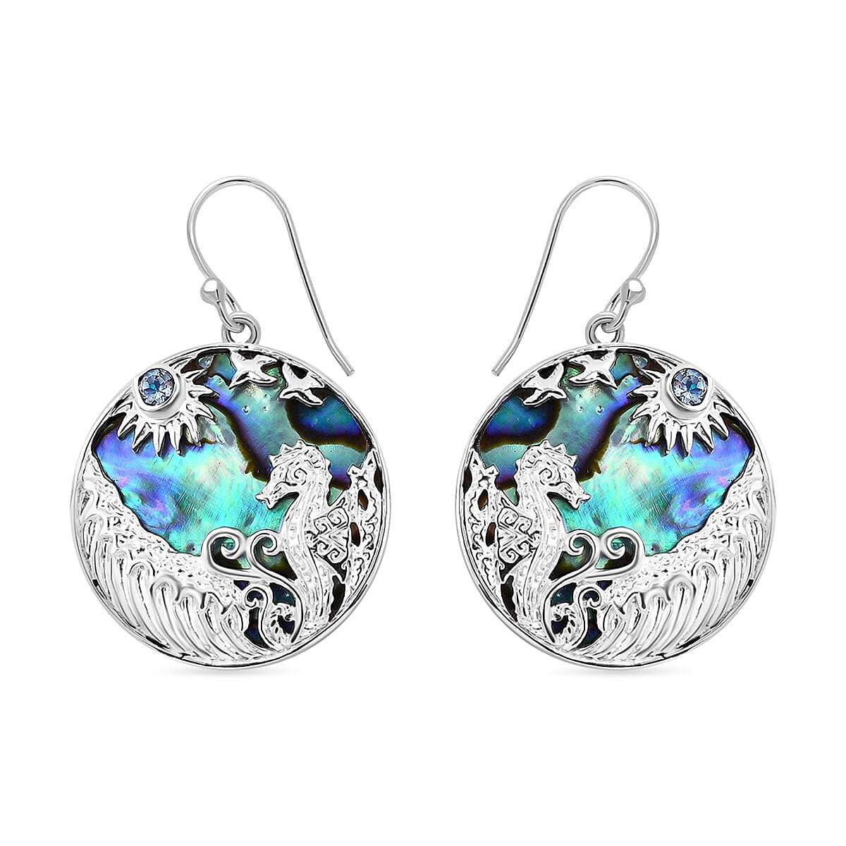 Abalone Shell 925 Sterling Silver Patterned Drop Earrings 7768604 0