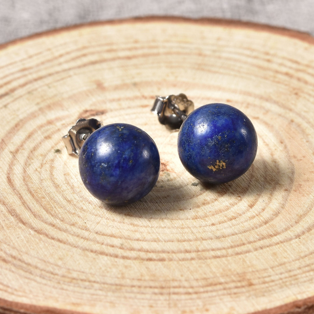 9 Ct Lapis Lazuli Solitaire Stud Earrings in Rhodium Plated Sterling Silver 3513039 2
