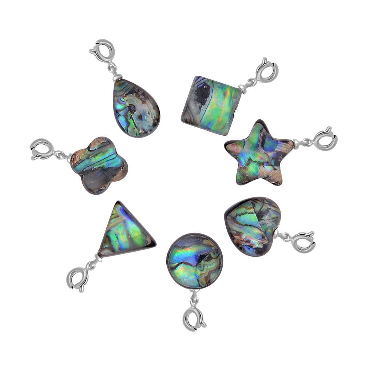 Tucson Closeout - 9 Piece Set - Abalone Shell Pendant with Chain (Size 20 with 2 Inch Extender) 7 Charms and 1 Bracelet 4127478 3