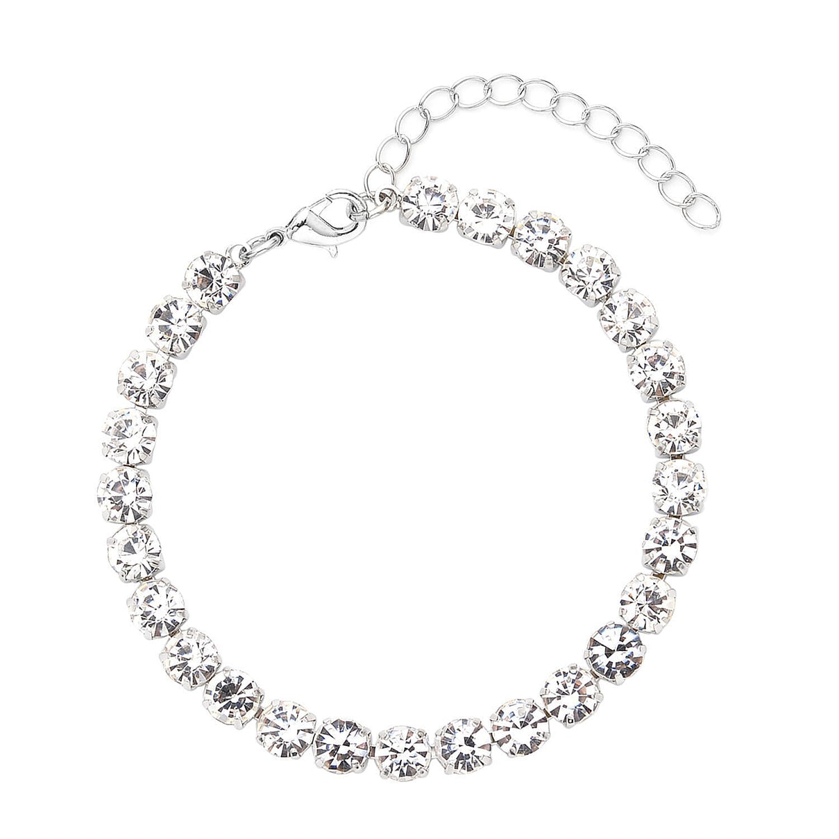 Birthday Mega Deal - 9 Piece Set - White Crystal Tennis Bracelet (Size 7.5 - 2 Ext) With 4 Pairs Of Shell Pearl Earrings &amp; 4 Pairs of Crystal Earrings With Push Backs Presented in a Gift Box 4119372 2
