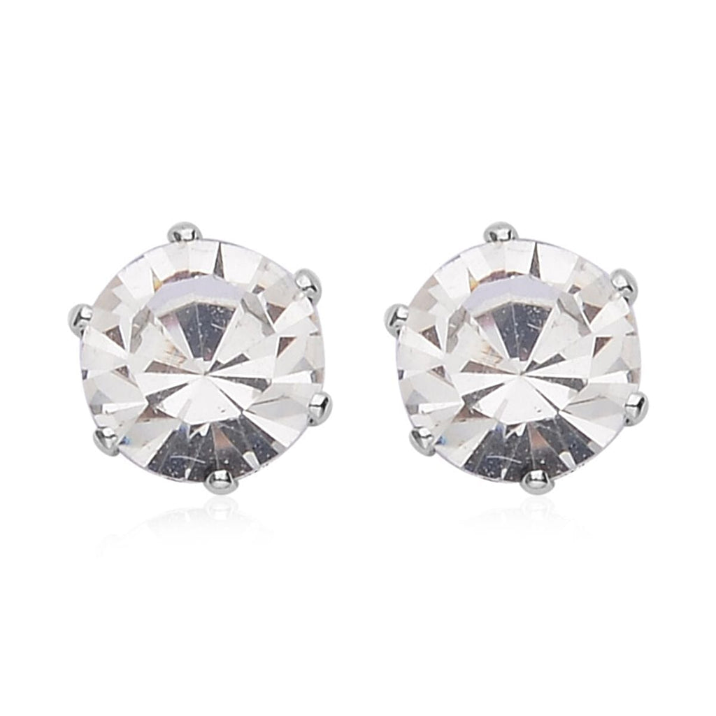 Birthday Mega Deal - 9 Piece Set - White Crystal Tennis Bracelet (Size 7.5 - 2 Ext) With 4 Pairs Of Shell Pearl Earrings & 4 Pairs of Crystal Earrings With Push Backs Presented in a Gift Box
