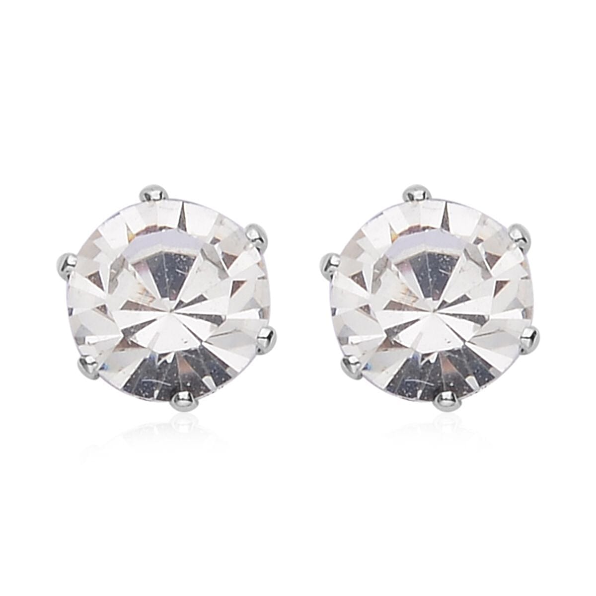 Birthday Mega Deal - 9 Piece Set - White Crystal Tennis Bracelet (Size 7.5 - 2 Ext) With 4 Pairs Of Shell Pearl Earrings &amp; 4 Pairs of Crystal Earrings With Push Backs Presented in a Gift Box 4119372 4
