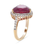 African Ruby and Natural Cambodian Zircon Ring in 14K Gold Overlay Sterling Silver 9.4 Ct.
