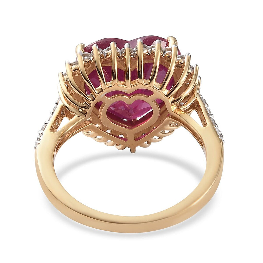 African Ruby and Natural Cambodian Zircon Ring in 14K Gold Overlay Sterling Silver 9.4 Ct.