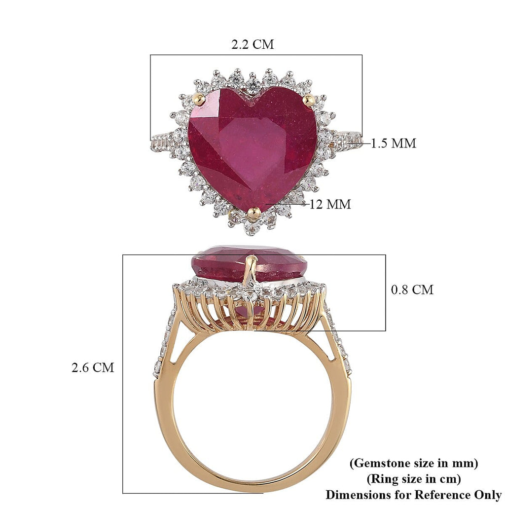 African Ruby and Natural Cambodian Zircon Ring in 14K Gold Overlay Sterling Silver 9.4 Ct.