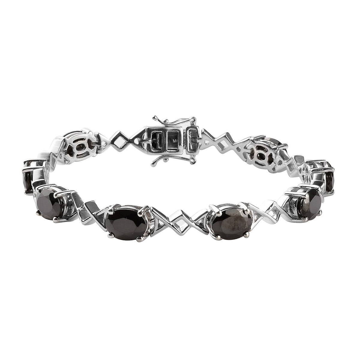 9.75 Ct Elite Shungite Link Bracelet in Platinum Plated Sterling Silver 18.50 Grams 7.5 Inch 3521290 0
