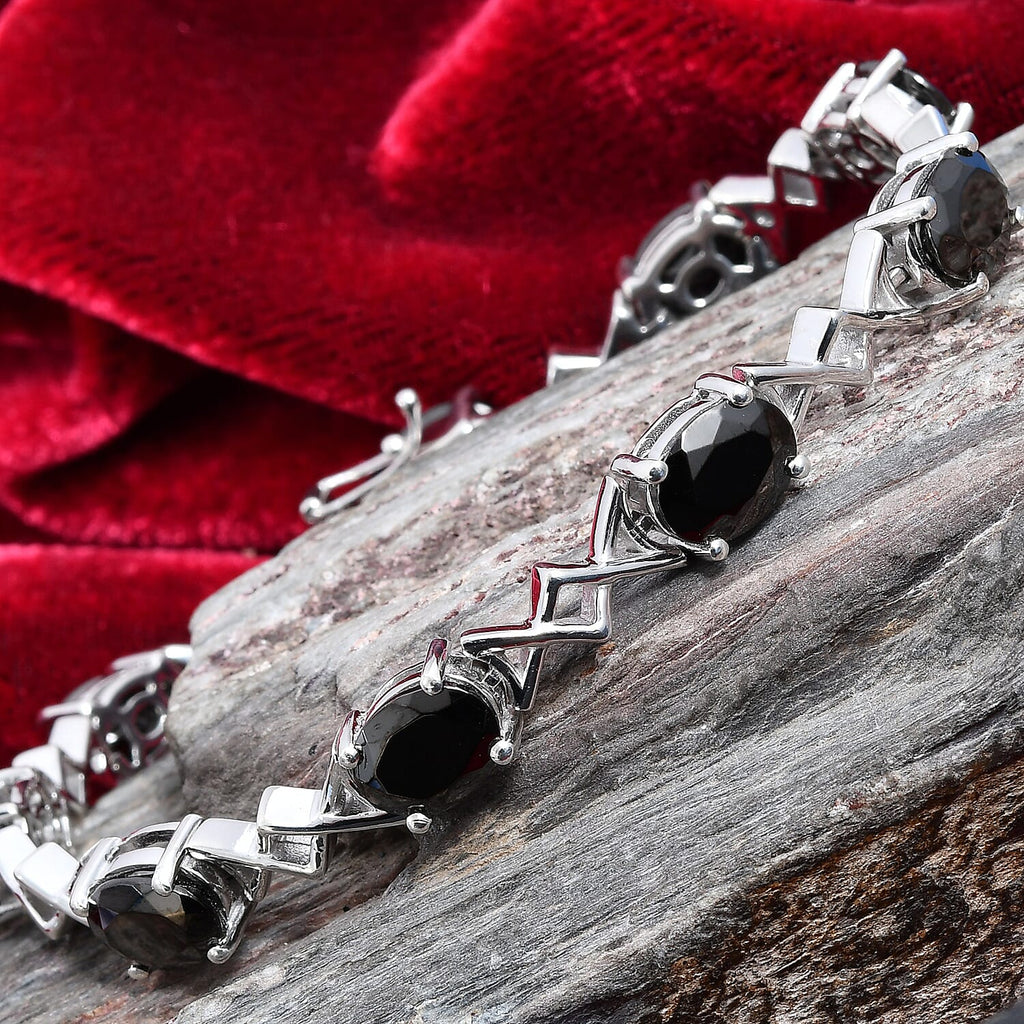 Shungite Bracelet (Size 7.5) in Platinum Overlay Sterling Silver 9.75 Ct, Silver Wt 18.50 Gms