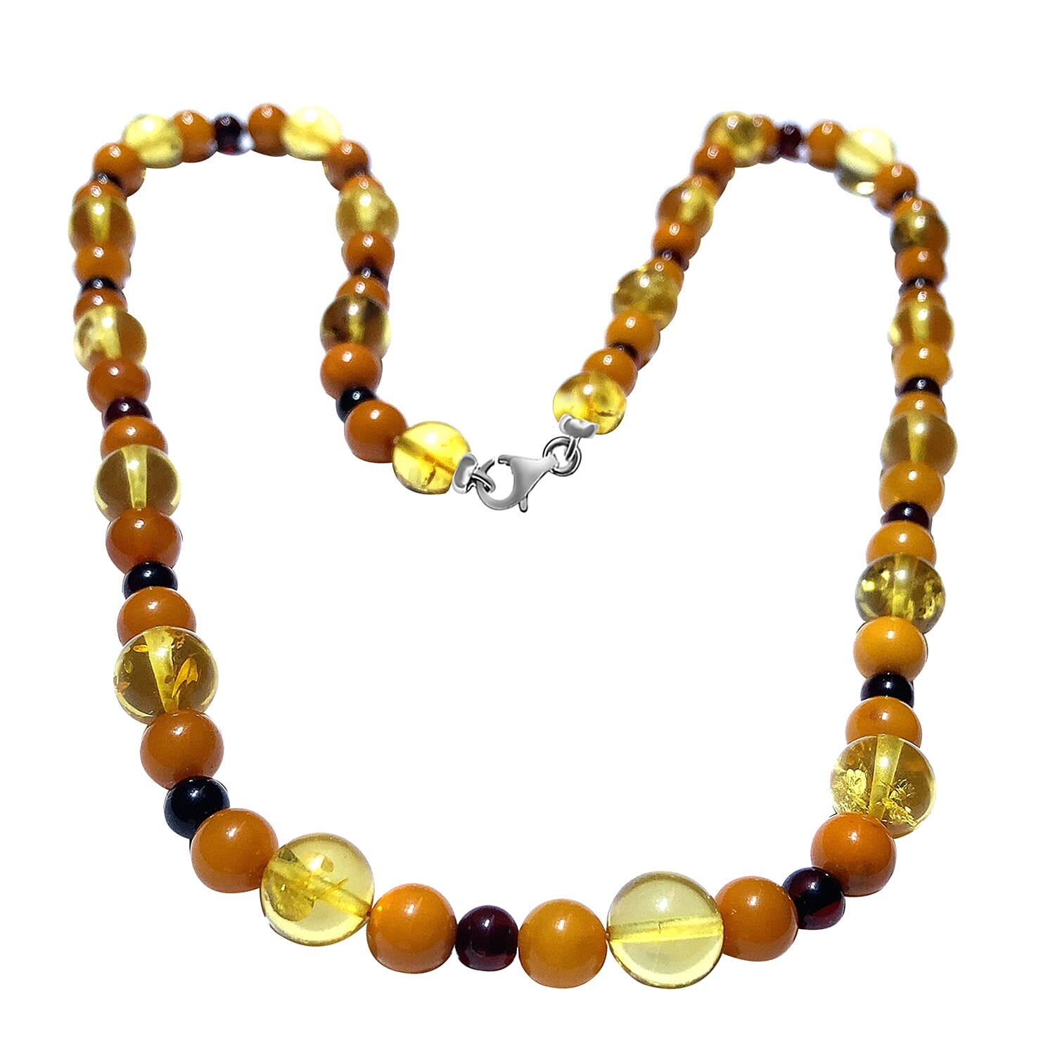 90.00 Ct. Baltic Amber Necklace Size 18 in Rhodium Plated Sterling Silver 7541804 0