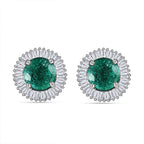 900 Platinum AAA Zambian Emerald and Diamond (SI - G-H) Stud Earrings 1.36 Ct