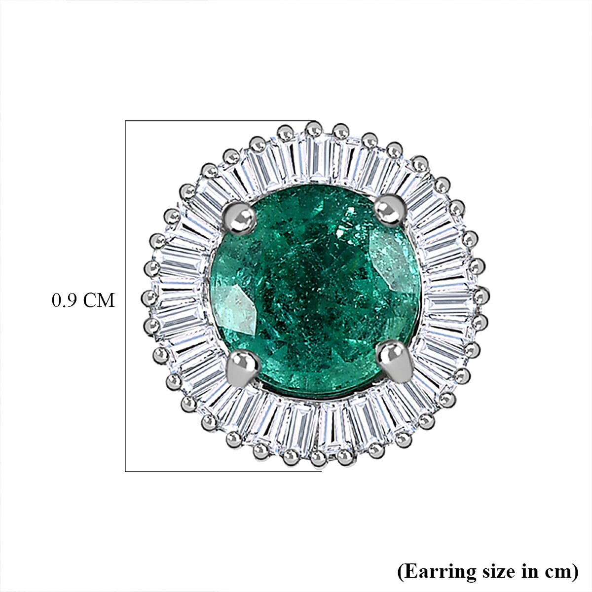 900 White Platinum AAA Emerald and Diamond (SI - G/H) Halo Earrings (with Screw Back) 1.36 Ct 7517673 6