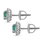 900 Platinum AAA Gemfields Emerald Diamond Earrings 1.00 Ct.