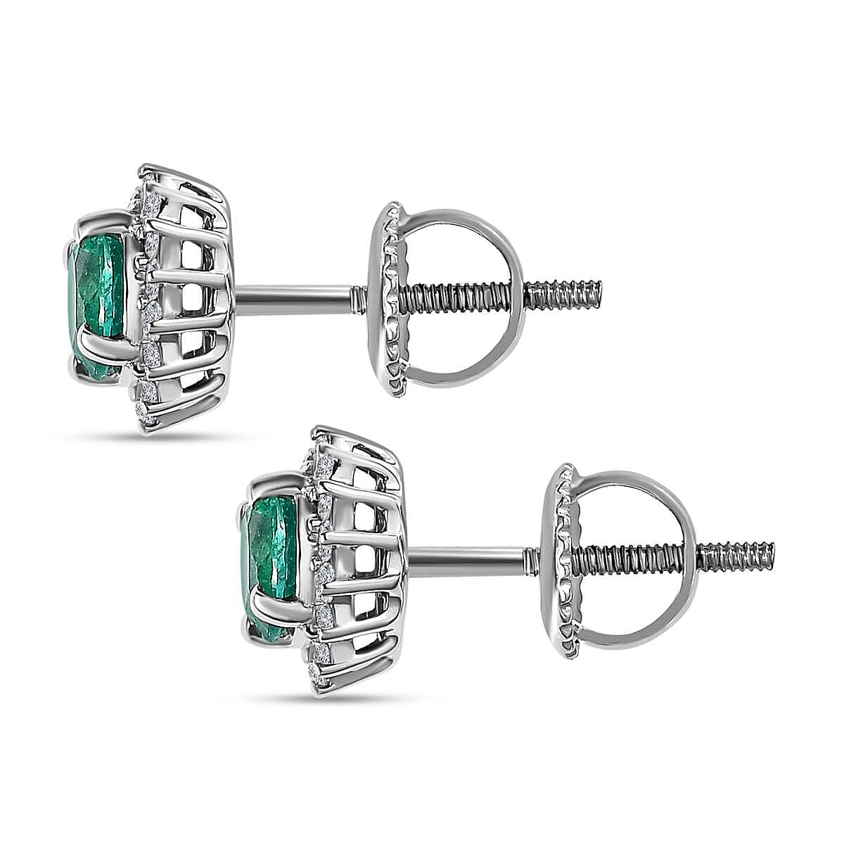 Signature Collection 1 Ct AAA Premium Emerald Diamond Earrings in 900 Platinum 7573393 3