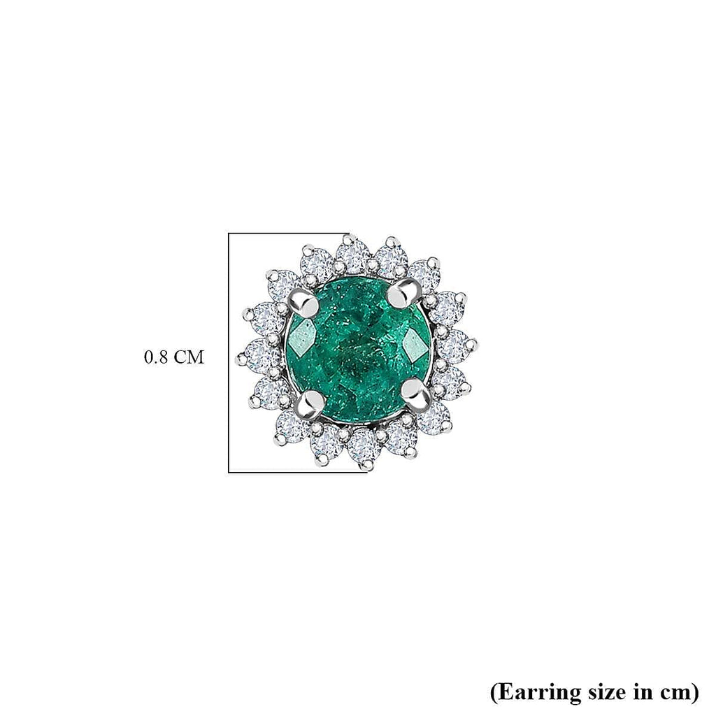 900 Platinum AAA Gemfields Emerald Diamond Earrings 1.00 Ct.