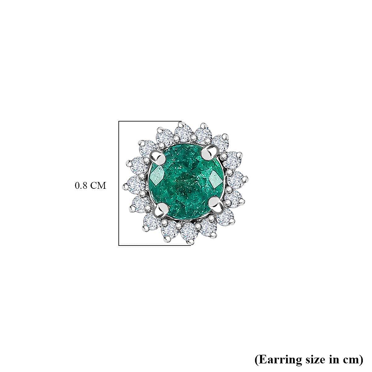 Signature Collection 1 Ct AAA Premium Emerald Diamond Earrings in 900 Platinum 7573393 4