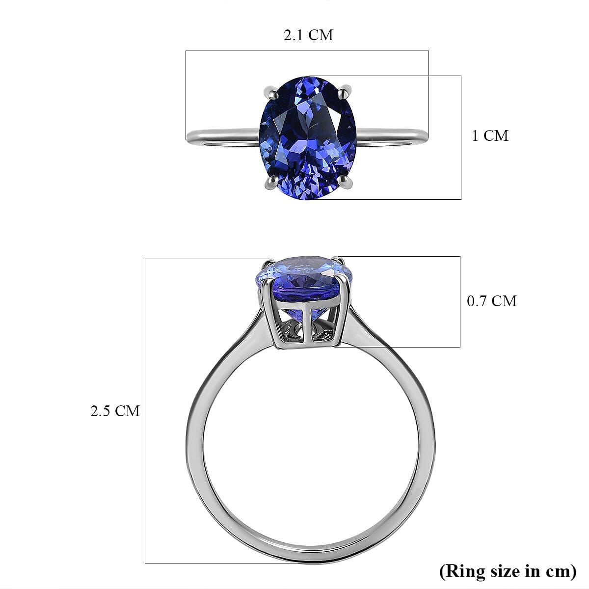 900 White Platinum AAA Tanzanite Solitaire Engagement Ring 2.75 Ct 7273017 5