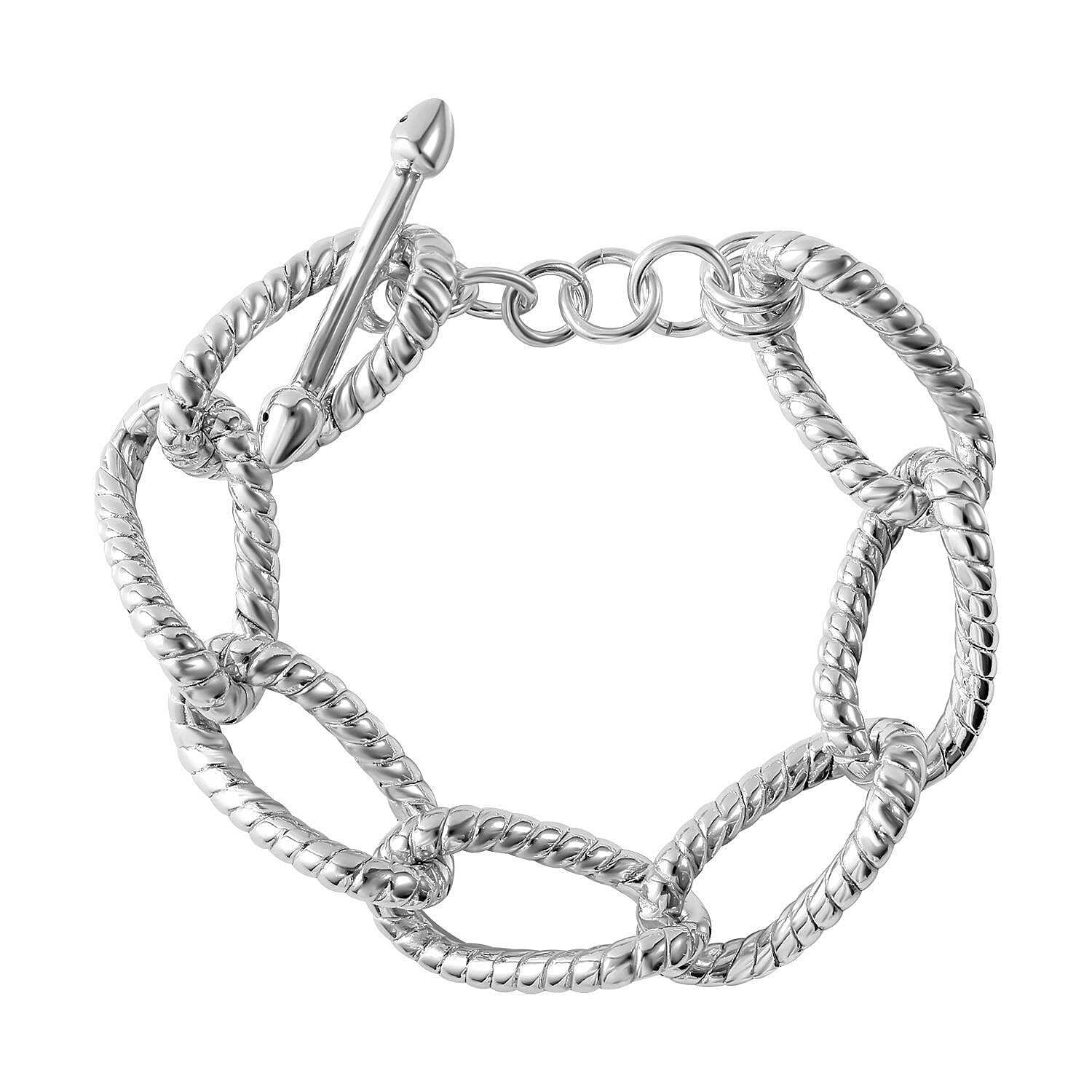 Sterling Silver Pave Bracelet with T-Bar Clasp (Size - 7.5), Silver Wt. 18.50 Gms 7312358 0