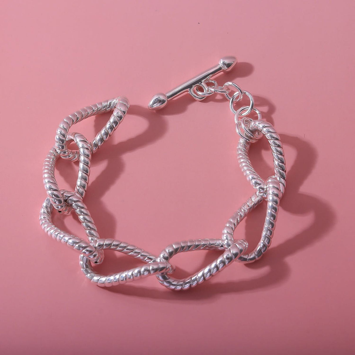 Sterling Silver Pave Bracelet with T-Bar Clasp (Size - 7.5), Silver Wt. 18.50 Gms 7312358 2