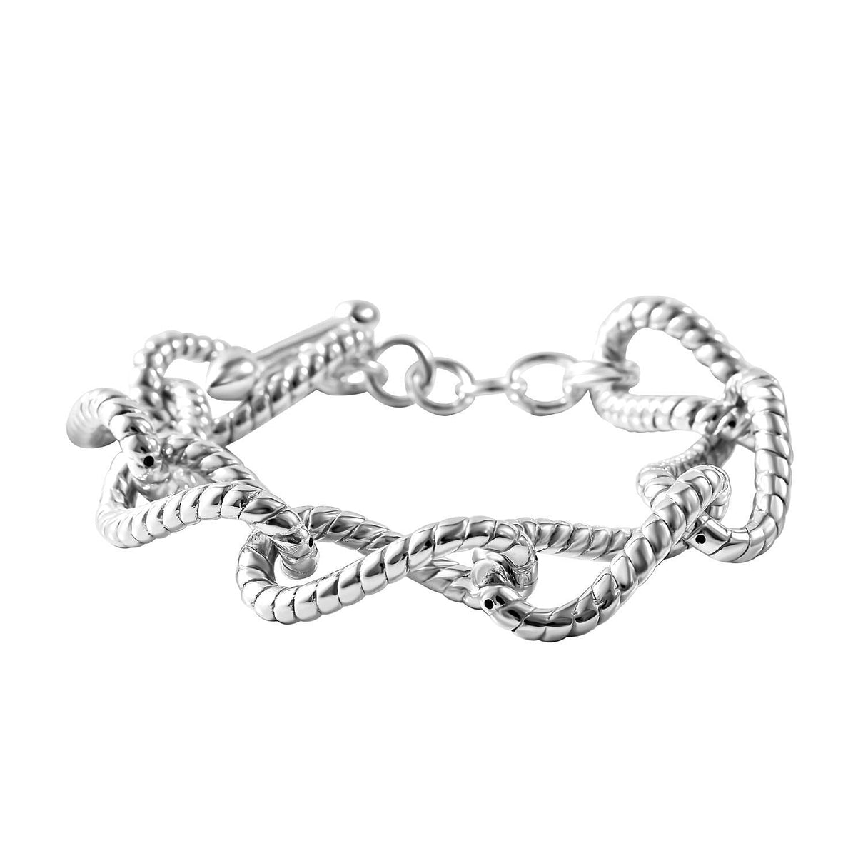 Sterling Silver Pave Bracelet with T-Bar Clasp (Size - 7.5), Silver Wt. 18.50 Gms 7312358 3