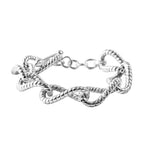 Sterling Silver Pave Bracelet with T-Bar Clasp (Size - 7.5), Silver Wt. 18.50 Gms