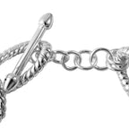 Sterling Silver Pave Bracelet with T-Bar Clasp (Size - 7.5), Silver Wt. 18.50 Gms