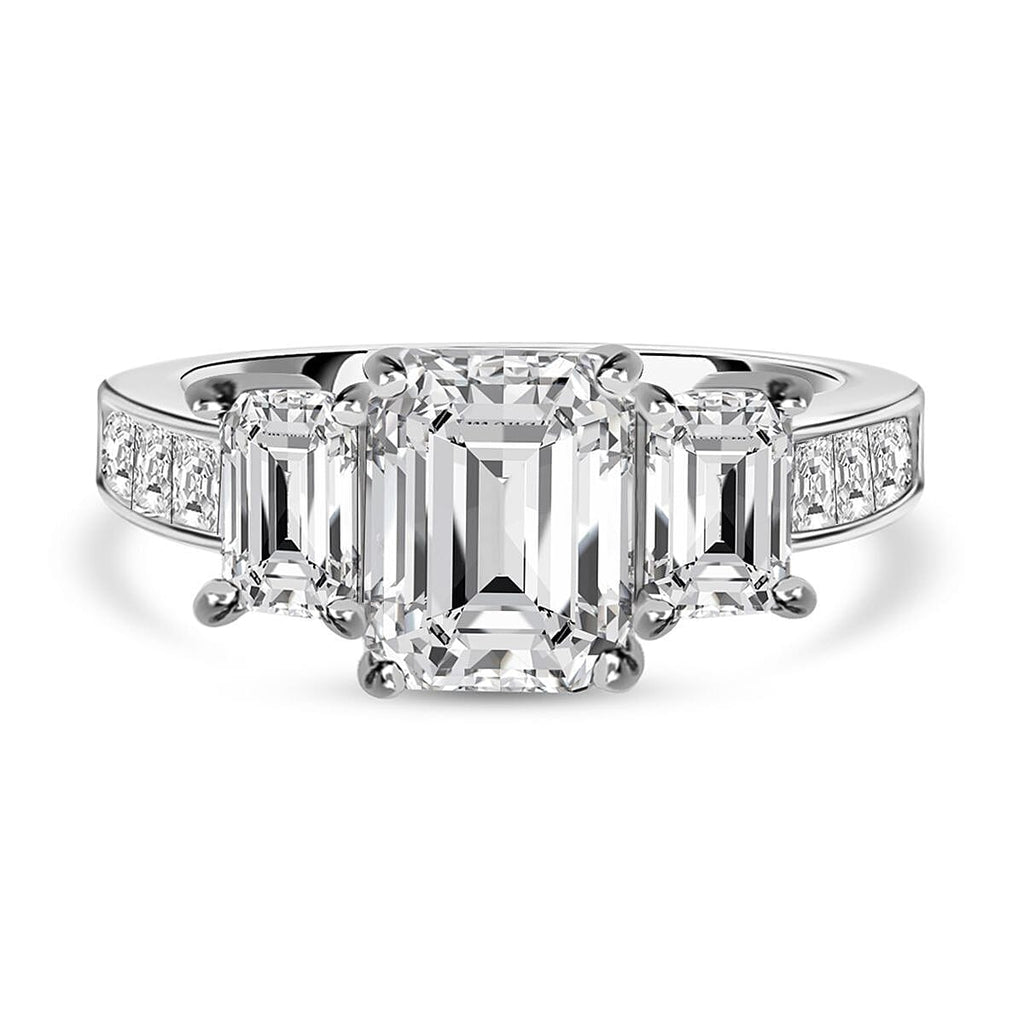 Moissanite Ring in Rhodium Overlay Sterling Silver 4.400ct