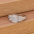Moissanite Ring in Rhodium Overlay Sterling Silver 4.400ct