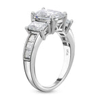 Moissanite Ring in Rhodium Overlay Sterling Silver 4.400ct