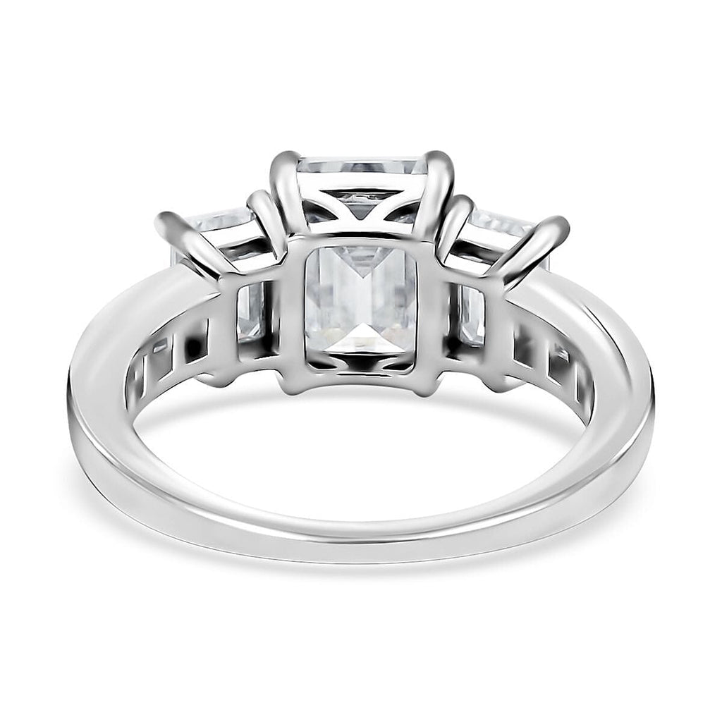 Moissanite Ring in Rhodium Overlay Sterling Silver 4.400ct