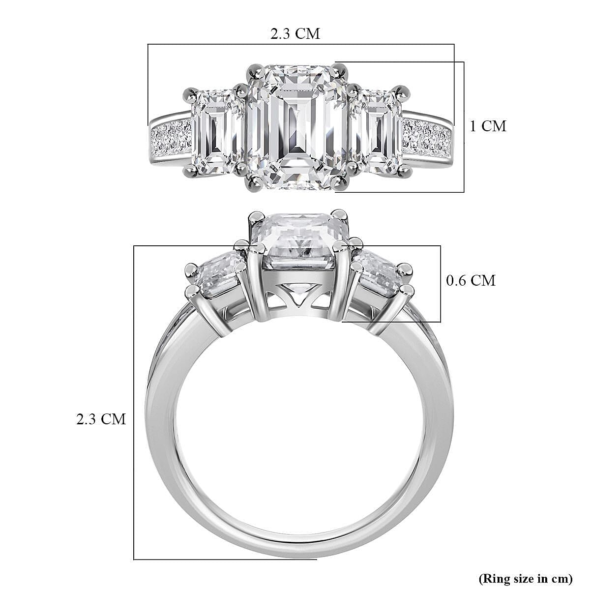 Moissanite Ring in Rhodium Overlay Sterling Silver 7322773 10