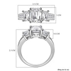 Moissanite Ring in Rhodium Overlay Sterling Silver 4.400ct