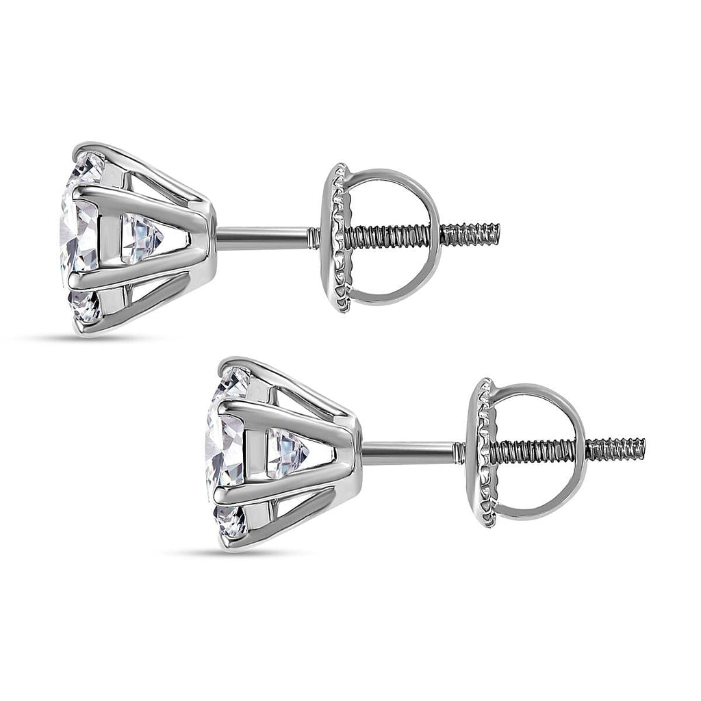950 Platinum Moissanite Solitaire Earrings With Screw Back 1.86 Ct.